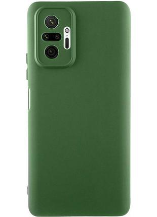 Чехол tpu getman liquid silk full camera для xiaomi redmi note 10 pro / 10 pro max зеленый / dark green