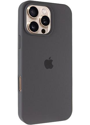 Чехол silicone case full protective (aa) для apple iphone 16 pro (6.3") серый / dark gray
