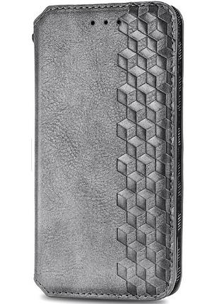 Шкіряний чохол-книжка getman cubic (pu) для xiaomi redmi note 9 / redmi 10x сірий