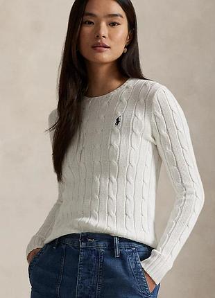 Цветной свитер в косы ralph lauren (100% хлопок)