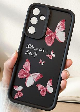 Чехол для samsung a25 5g силиконовый с рисунком tpu pictures case черный с бабочками
