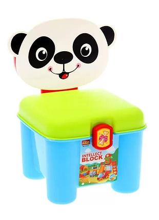 Детский конструктор для малышей (46 деталей) в чемодане-стульчике мишка пандочка