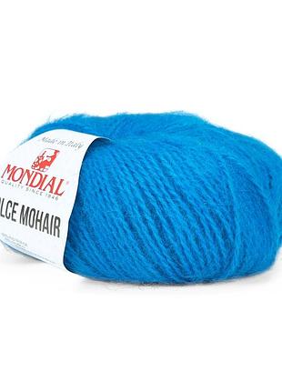 Пряжа dolce mohair/дольче мохер, темно-блакитний 747, mondial