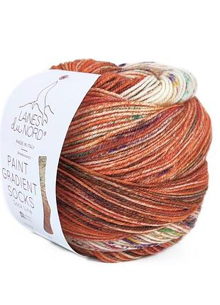 Пряжа paint gradient sock/пейнт градиент сок, оранжево-молочный мультиколор 19, laines du nord