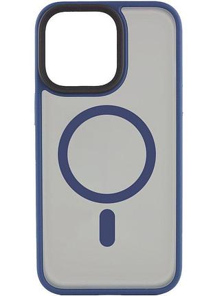 Tpu+pc чехол metal buttons with magsafe для apple iphone 15 pro (6.1") синий