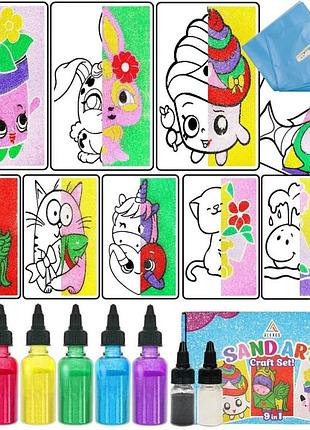 Дитячий набір для творчості картини з піску 9 в 1 з магнітами