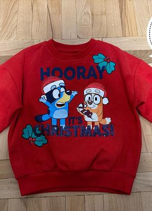 Светр в новорічний принт з паєтками на 18/24 місяців