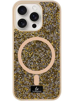 Tpu чехол bling world rock diamond with magsafe для apple iphone 13 pro max (6.7") gold