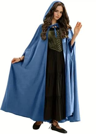 Бархатный плащ синий, карнавальный костюм, карнавальный плащ, накидки, накидка, средневековая накидку, плащ с капюшоном