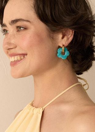 Серьги трансформеры кольца цветка большой цветок золотые кольца топ серьги