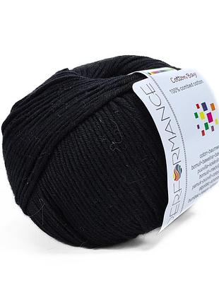 Пряжа cotton bay/коттон бай, черный 01, performance