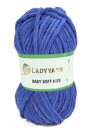 Пряжа baby soft kiss/бебі софт кіс, темно-блакитний sl1016, lady yarn