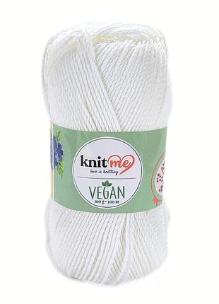 Пряжа vegan/веган, белый km8000, knit me