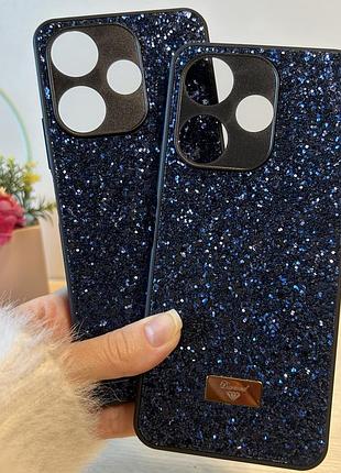 Чехол на xiaomi redmi 13 силиконовая женская накладка блестящая синий