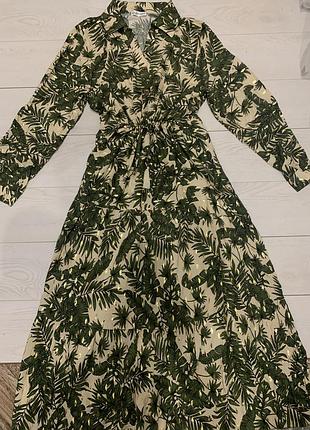 Довге плаття сукня під пояс в квітковий принт fashion m-l