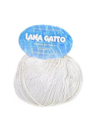 Пряжа silky/силки,белый 08176, lana gatto