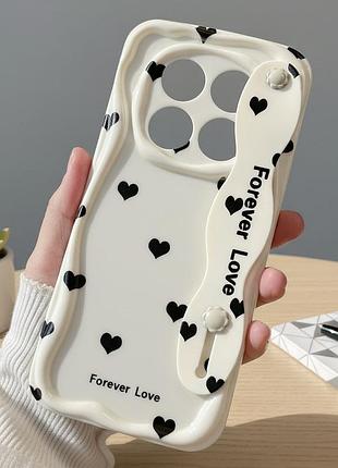 Чехол для xiaomi redmi note 14 pro 4g силиконовый с ремешком подставкой белый