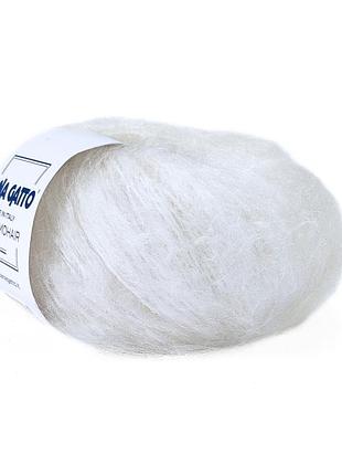 Пряжа wool mohair/вул мохер, белый 6027, lana gatto