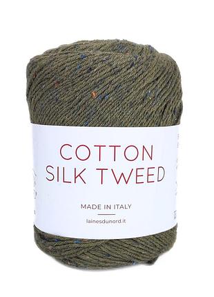 Пряжа cotton silk tweed/котон силк твид, зеленый 8869, laines du nord
