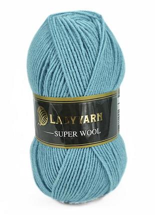 Пряжа super wool/супер вул, бирюзовый nw018, lady yarn