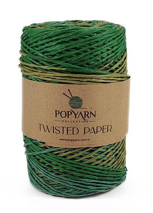 Пряжа twisted paper degrade/твистед папер деграде, зеленый-салатовый-хаки в-404, popyarn