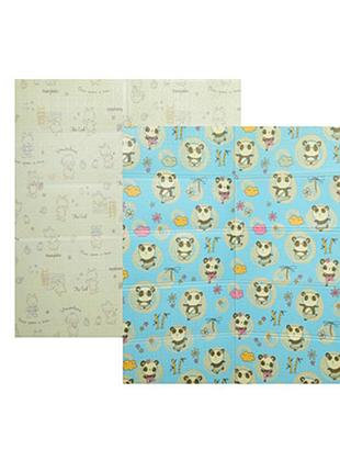 Детский термоковрик складной двухсторонний 150-180 см зайчики-панды