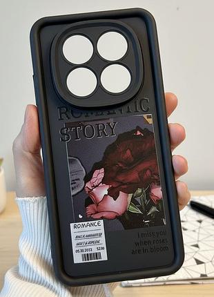 Чохол для xiaomi redmi note 14 pro 4g силіконовий з малюнком tpu pictures чорний з трояндами