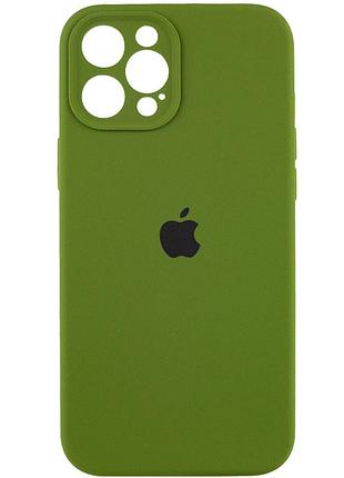 Чохол silicone case full camera protective (aa) для apple iphone 12 pro (6.1") зелений / dark olive