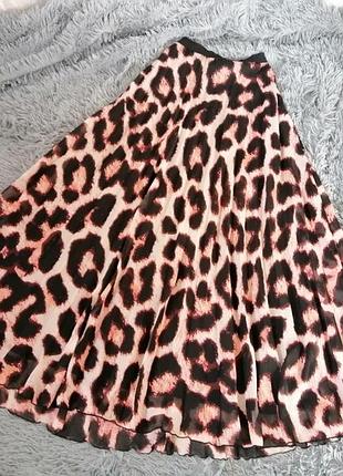 Спідниця довга вона підкладці принт леопард у складку