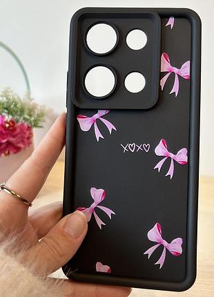 Чехол для poco m6 pro 4g силиконовый с рисунком tpu pictures case черный с бантиками