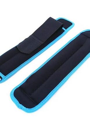 Утяжелители неопреновые , 2 шт по 1 кг, черно-бирюзовые