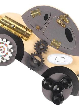 Детская деревянная игрушка "бизи-борд машина"