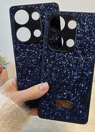 Чехол на xiaomi redmi note 13 4g силиконовая женская накладка блестящая diamond shine синий