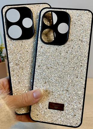 Чехол на xiaomi redmi 13 силиконовая женская накладка блестящая белый