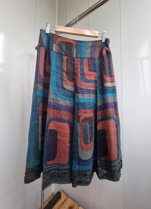 Monsoon юбка шелк + лен м