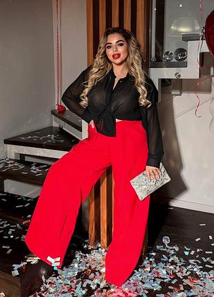Жіночі червоні класичні брюки палаццо | 470