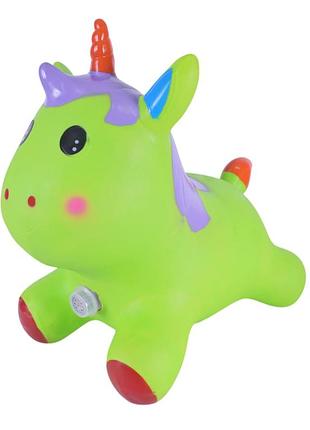 Детская игрушка-прыгун "единорог" музыка, свет желтый зелений