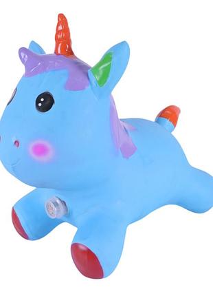 Детская игрушка-прыгун "единорог" музыка, свет желтый синій