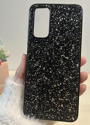 Силиконовый чехол для xiaomi redmi note 12s блестящий с микрофиброй черный