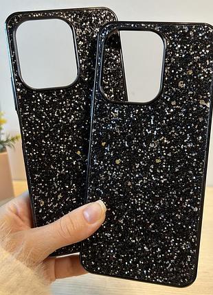 Чехол на xiaomi redmi 13 силиконовая женская накладка блестящая diamond shine черный