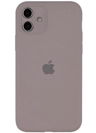 Чехол silicone case full camera protective (aa) для apple iphone 12 (6.1") серый / lavender