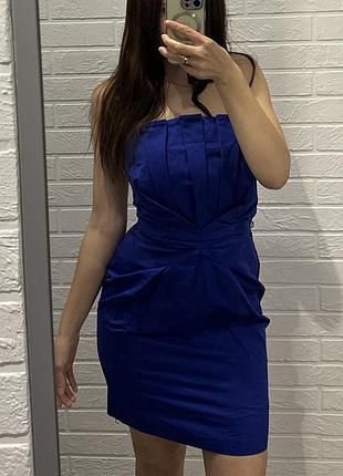 Корсетна сукня кольору електрик, стильна святкова сукня