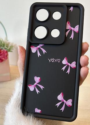 Чохол для xiaomi redmi note 14s силіконовий з малюнком tpu pictures case чорний з бантиками
