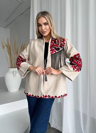 Пиджак кашемировый с вышивкой, туречковая размер l