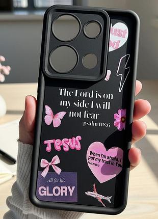 Об'ємний чохол для xiaomi redmi note 13 pro 4g силіконовий з малюнком tpu pictures case чорний з надписами