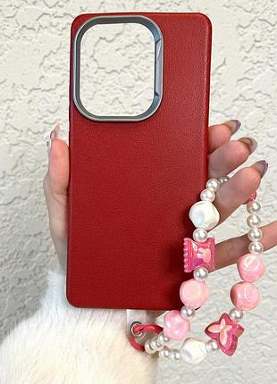 Женский силиконовый чехол для xiaomi redmi note 13 4g с ремешком на руку (красный)