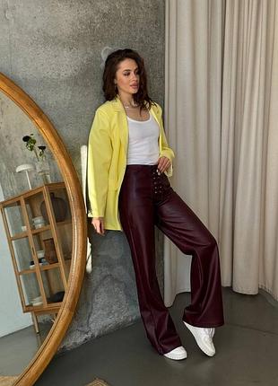 Кожаные брюки  штаны на шнуровке