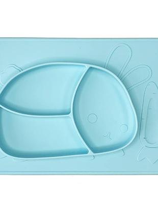 Силиконовая тарелка-коврик "зайчик" 19х27 см