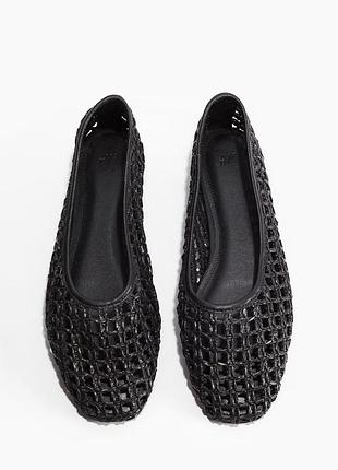 Женские балетки h&m черные однотонные искусственная кожа