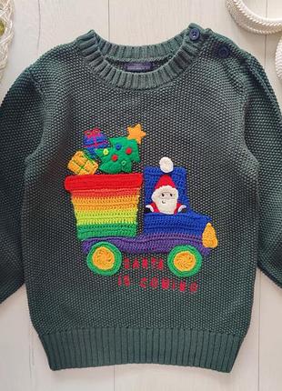 3,4 роки, зріст 104 новорічний светр із сантою котон  артикул: 25323  бренд: next (некст)
